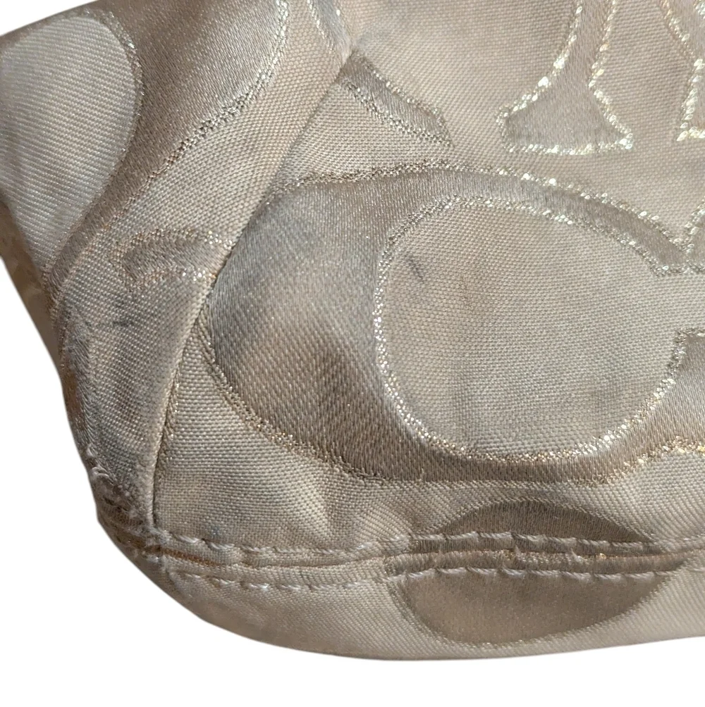 Coach Poppy Beige and Brown Tote Bag Metallic with Dust Bag